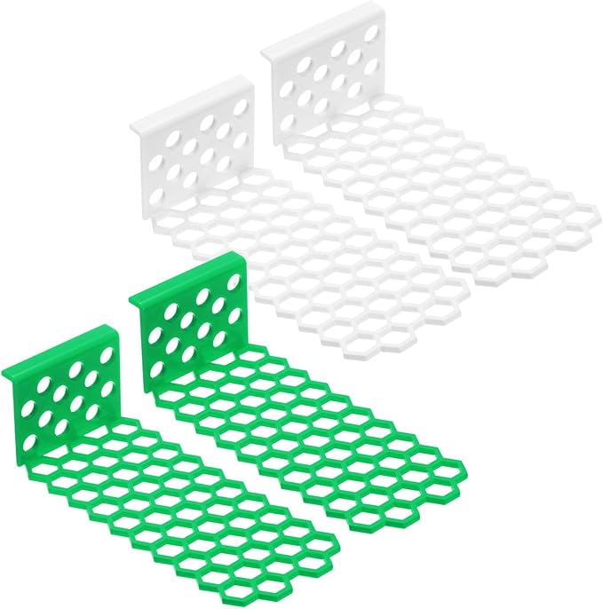 4-Pack Floating Bee Island, 18x6cm/7.09x2.36 Inch Plastic Floating Bee Watering Station for Feeding/Butterfly Bath/Outdoor Garden Decor [White, Green]
