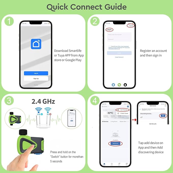 Smart WiFi Water Timer：WiFi Sprinkler Valve Timer for Garden Hose APP & Remote Control Alexa & Google Voice Compatible, Rain Delay and Manual Mode for Yard Lawn Watering