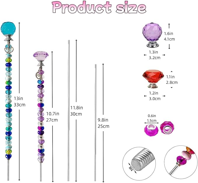 320 Pcs Beadable Items - DIY 10&12 Inch Fairy Wand Beaded Garden Stakes Decorative Kit, Fairy Garden Accessories Outdoor Kit for Different Festivals