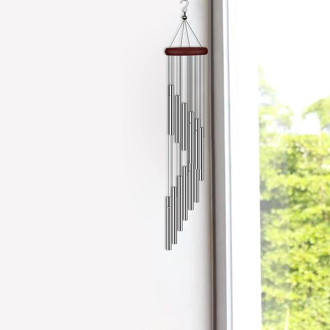 2 Pack Wind Chimes for Outside, Sympathy Wind Chimes Outdoor Clearance with 12 Aluminum Alloy Tubes and Hook, Memorial Wind Chime Gift Decoration for Home, Patio, Garden, Outdoor