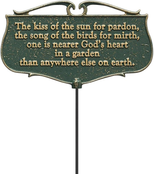 Whitehall Products "The Kiss of The Sun..." Garden Poem Sign, Green/Gold, Aluminum