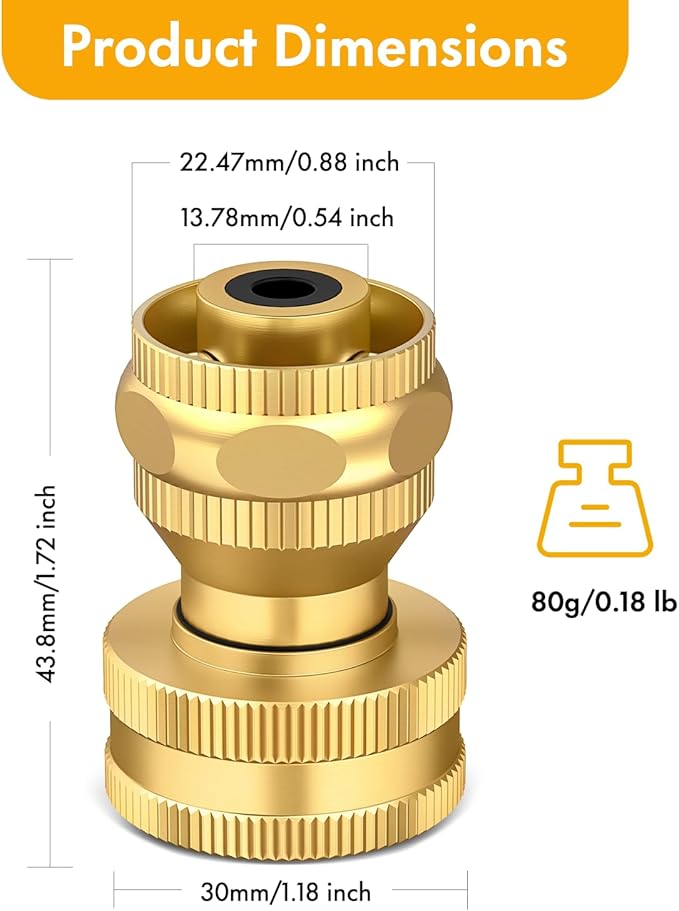 Twinkle Star Brass Hose Nozzle 3 Pack, Heavy Duty Brass Nozzle Power, Adjustable Twist Pressure Sprayer for Garden