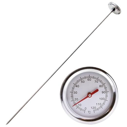 Compost Thermometer, Portable Large 2-inch Dial Stainless Steel Soil Thermometer with 20-inch Stem for Ground, Compost, Garden