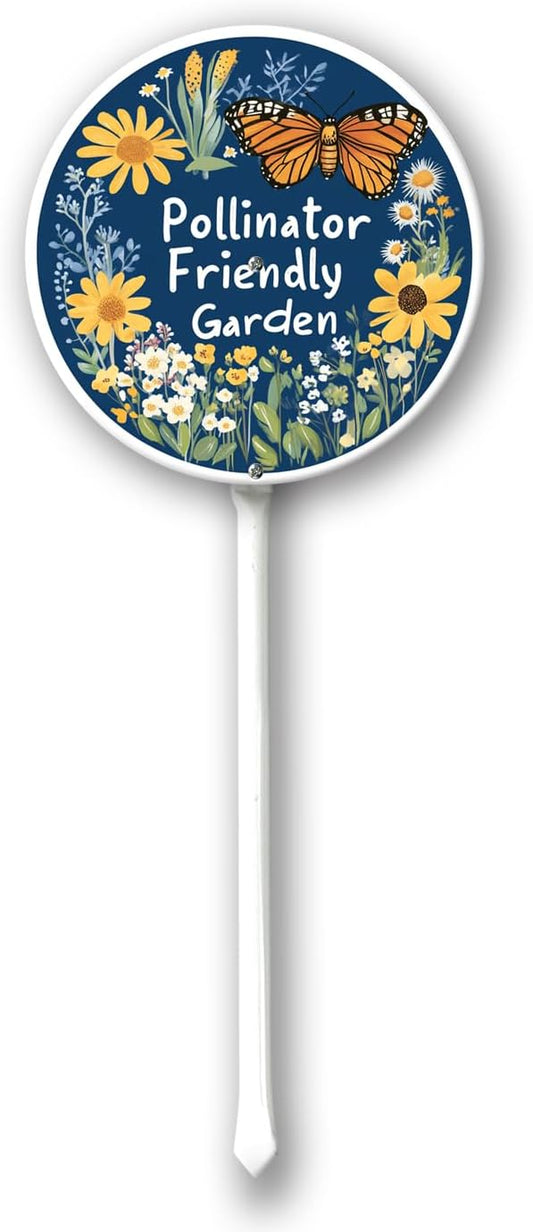 Garden Signs Pollinator Friendly Garden Sign with Stake Outdoor Aluminum Yard Sign Rustproof Aluminum Metal Sign Fade Resistant Lawn Decoration for Outdoor 9.2x9.2inch