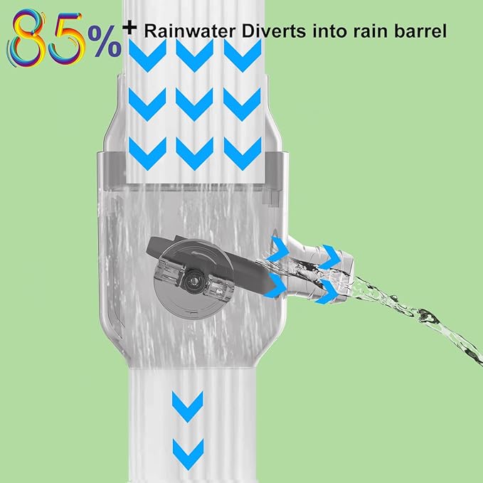 Gutter Downspout Diverter Fits for 2"x3" Standard Downspout, Rainwater Collection System with Adjustable Valve, Rainwater Diverter to Direct Water into Rain Barrel, 4ft. 1-1/4” Hose
