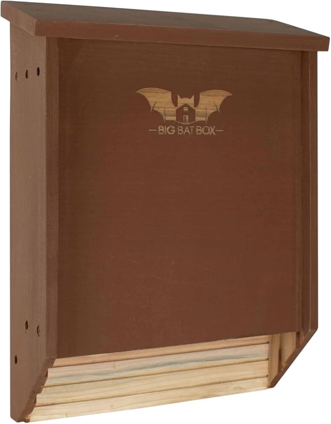 BIGBATBOX Wooden Large Bat House for Outdoors - 2 Chamber, Brown, Fits Up to 75 - Proven Backyard Bat Box Kit Design for Attraction