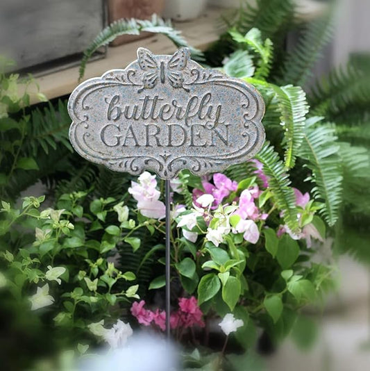 Chic Garden Decorative Butterfly Wall Signs Metal Yard Signs(Incl Stake and Chain)