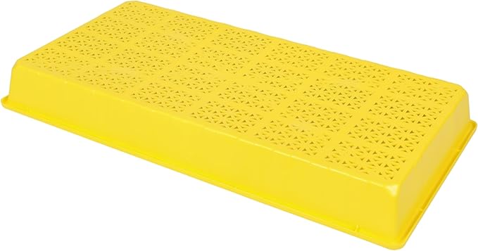SUNPACK 10" x 20" Heavy Duty Mesh Plastic Seed Starting Tray, Yellow, 2.3" (Pack of 30) - Ensures Water Drainage and Aeration, Perfect for Greenhouses or Indoor Gardening