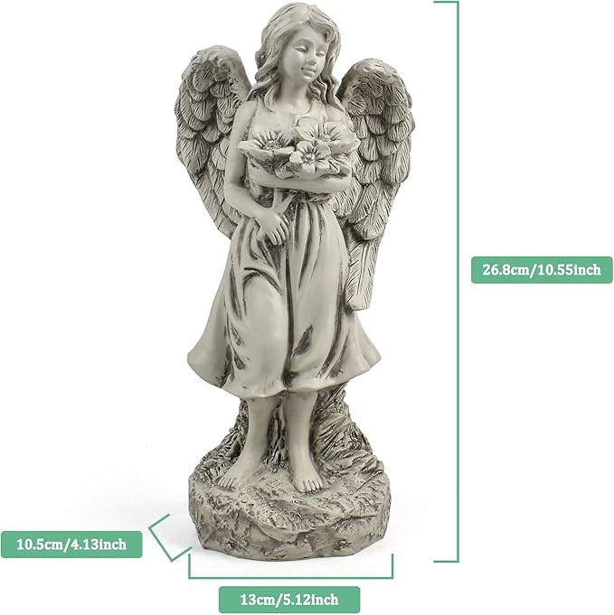 Angel Statue - Outdoor Angel Decor, Solar-Powered, Perfect for Patio, Lawn, Yard, Porch Decoration, Housewarming or Garden Gift