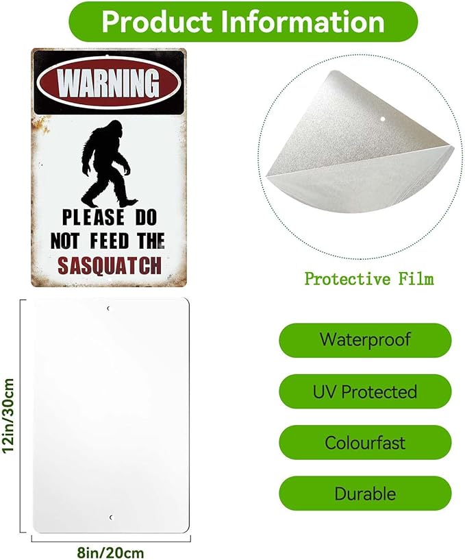 Big Foot Sasquatch Gifts,Vintage Funny Metal Bigfoot Signs for Outside,Garden,Forest,Yard Decor,8x12 Inches