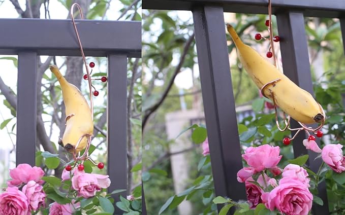 Butterfly Banana Hammock, Outdoor Insect Feeder, Hanging Metal Butterfly Attraction Device, Courtyard Garden Ornaments (2)