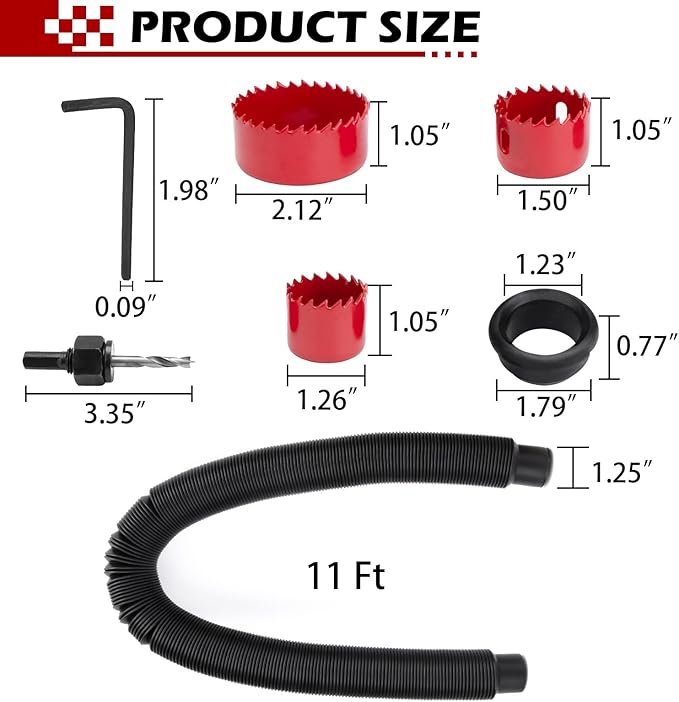 Rainwater bucket hose connector kit connects 2 rainwater buckets to store more rainwater for outdoor activities in the home garden, with hole saw and gasket