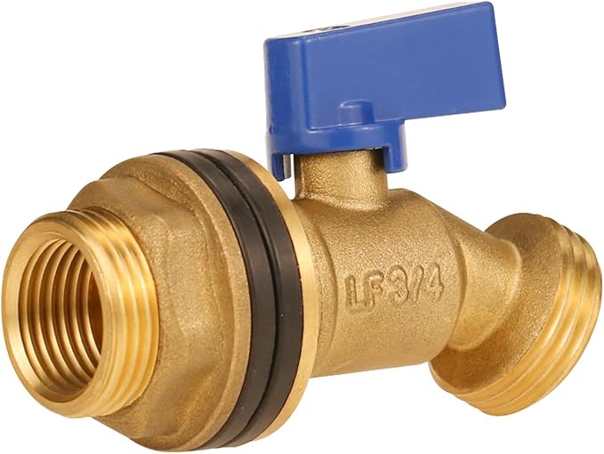 Angry Pony G 3/4 to GHT 3/4 Brass Rain Barrel Spigot Kit, Outdoor Water Barrel with Bulkhead Fitting for 5/55 Gallon Barrels,Garden Hose Bib, Water Spout for Rain Water Collection Barrels
