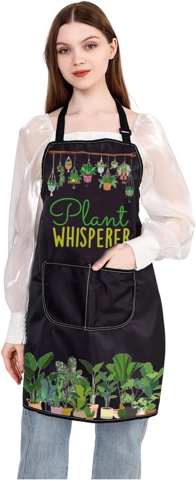 JXGZSO Gardening Apron for Gardener Plant Whisperer Funny Gardening Aprons with Pockets Waterproof Plant Lover Gift
