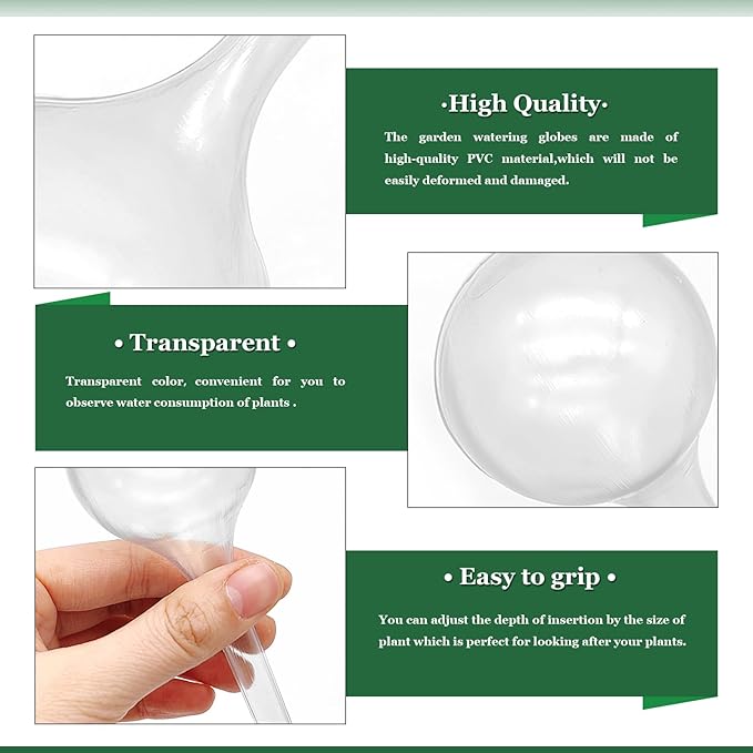 20 PCS Plant Watering Globes,Plastic Clear Watering Bulbs,Self Watering Flower Automatic Watering Device for Home Garden Plants Indoor,Outdoor,Flowerpot,(Large,Medium,Small)