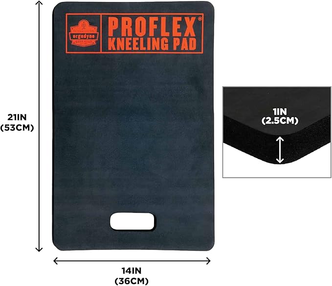 Ergodyne ProFlex 380 Kneeling Pad, Foam Knee Cushion, Water Resistant Kneeling Mat, 14" x 21" x 1, Black
