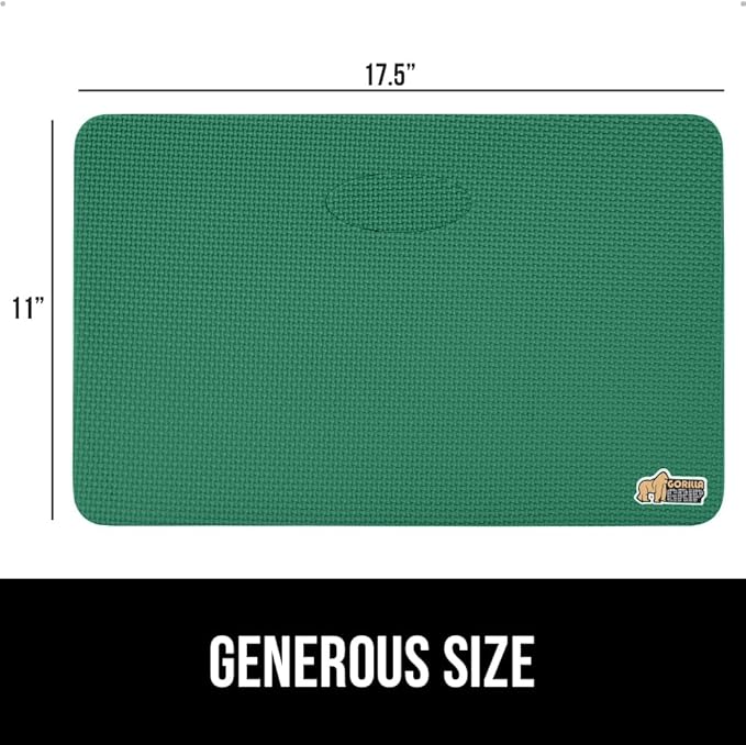 GORILLA GRIP Extra Thick Patent Pending Supportive Foam Kneeling Pad, Large Cushion Knee Pads for Gardening, Baby Bath Time, Dirt and Water Resistant, Workout and Garden Supplies, 17.5x11, Green