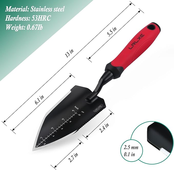 Heavy Duty Gardening Trowel,Stainless Steel Hand Shovel with Rubber Handle,Garden Tool for Digging,Weeding,Planting Bulbs,and Transplanting