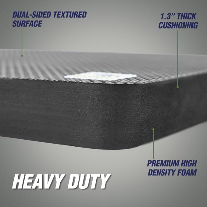 RUGGED RHINO Heavy Duty Patent Pending Kneeling Pad, 2 PK, Shock Absorbent Thick Knee Pads, Holds Up to 300 lbs, Protect Knees from Hard Concrete Surfaces, For Mechanics, Gardening, Gym, Onyx Black