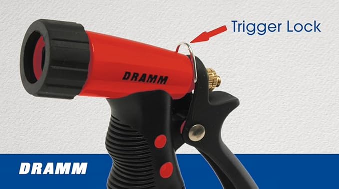 Dramm ColorStorm Premium Pistol Spray Nozzle – Heavy-Duty Adjustable Garden Hose Sprayer with Ergonomic Grip & Variable Water Patterns for Garden, Car, Deck, and Outdoor Cleaning – Red