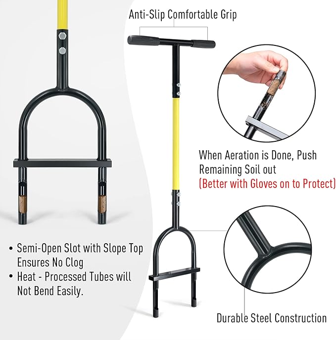 Jardineer Manual Core Aerator Lawn Tool, 38 inch Lawn Coring Aerator, Sturdy Core Aerator with Steel Construction, Grass Plugger Tool for Loosening Soil & Yard Lawn Care