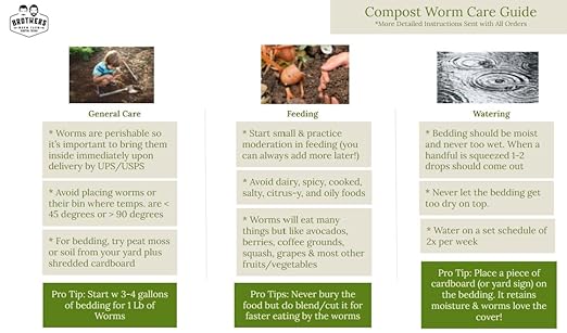 BROTHERS WORM FARM - 1/2 LB (~500) Red Wiggler Compost Worm Blend. Live Worms for Composting and Creating Worm Castings at Home. Ideal for Worm Composters, Gardens, and Worm Bins.