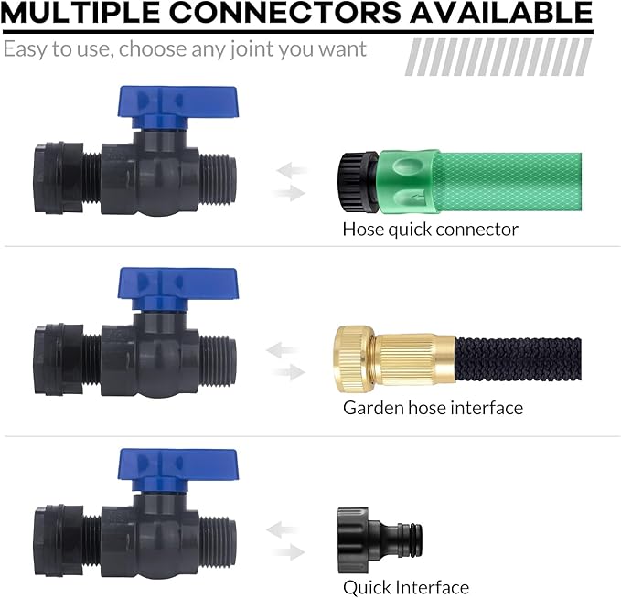 PVC Rain Barrel Spigot Kit 2 Pack 3/4" GHT Garden Hose Shut Off Valve With Bulkhead Fitting Garden Hose Thread Ball Valve for Water Adapter Tanks, Aquariums, Tubs, Pools