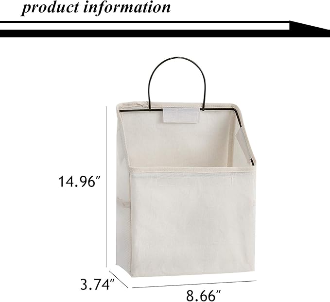Wall-Hanging Storage Bags, Desktop Organizer Basket Cotton Linen Hanging Storage Basket for Kitchen,Bderoom,Living Room (#2 Grey)