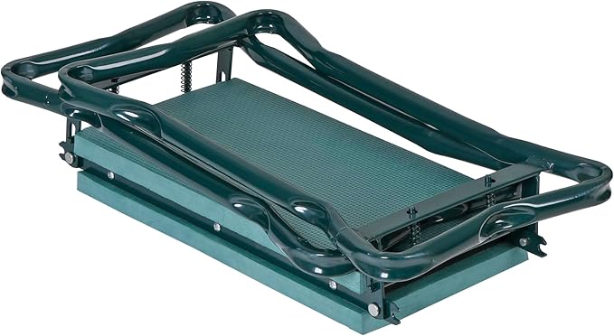 Nouva 2 in 1 Folding Garden Kneeler Seat, Outdoor Garden Bench Garden Stool w/EVA Foam Kneeling Pad Removable Tools Pouch Steel Frame for Planting, Weeding