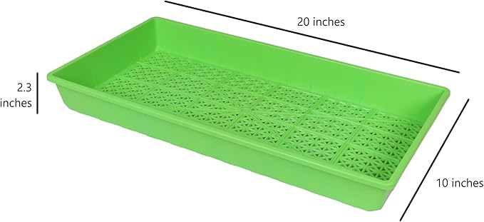 SUNPACK 10" x 20" Heavy Duty Mesh Plastic Seed Starting Tray, Green, 2.3" (Pack of 30) - Ensures Water Drainage and Aeration, Perfect for Greenhouses or Indoor Gardening