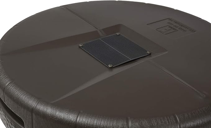 Good Ideas Aspen 50 Gallon Capacity Rain Barrel Water Storage Collector Saver with Brass Spigot and Removable Lid, Oak Brown (3 Pack)