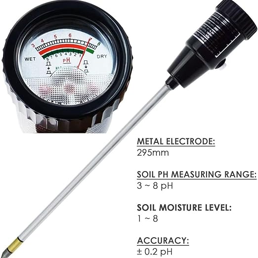 Soil Moisture Meter, Quickly detect Soil Acidity and Alkalinity Without the Need for Batteries, Portable Soil ph Meter, Le for Gardens, Lawns, Larms, and Indoor Potted Plants,295 mm Long