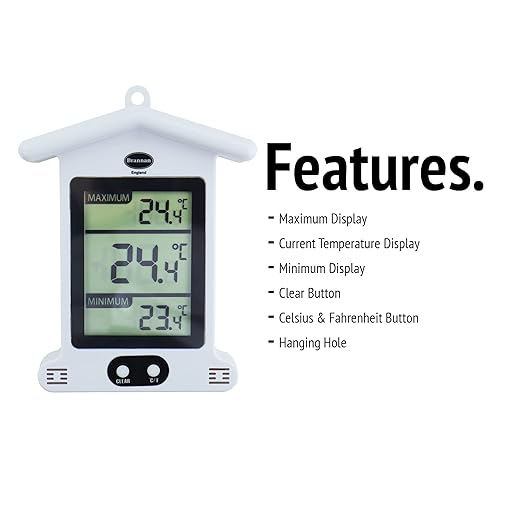 Brannan Digital White Greenhouse Thermometer – Stylish Weatherproof Max Min Thermometer to Monitor Maximum and Minimum Temperatures In a Garden Greenhouse Indoor Room Home Growroom Easily Wall Mounted