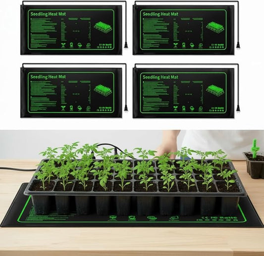 4 Pack Graphene Seedling Heat Mats for Plants, Waterproof Heating Pads for Seeds Germination and Microgreen Trays Thick and Reusable 20W
