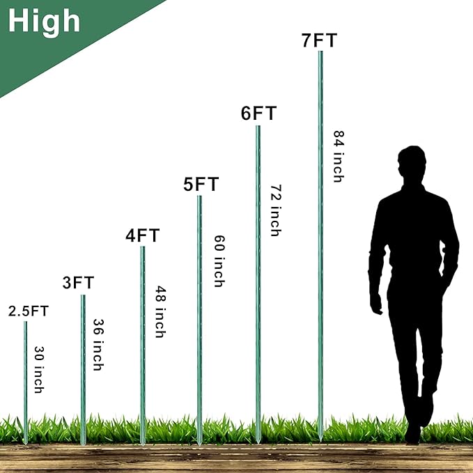 WAENLIR Garden Stakes 84 inch 7ft Sturdy Tomato Stakes, Plant Stakes for Outdoor Plants, Metal Plant Support Sticks for Gardening, Pack of 25