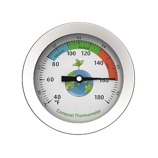 20 Inch Long Stem Soil Compost Thermometer Stainless Steel Temperature Probe 40-180°f Gauge for Backyard Gardening Farming Seeding Transplanting No Battery Needed