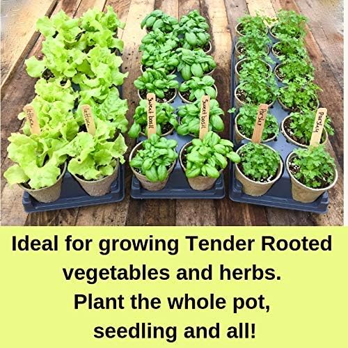 Clovers Garden Organic Recycled Paper Seed Starter Pots - 100% Biodegradable Peat-Free Pots for Seedlings - Qty 60 (3.5" Round) with 24 Markers
