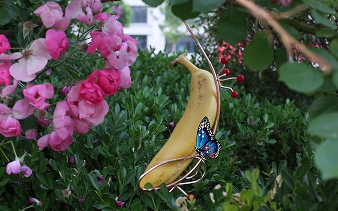 Butterfly Banana Hammock, Outdoor Insect Feeder, Hanging Metal Butterfly Attraction Device, Courtyard Garden Ornaments (2)