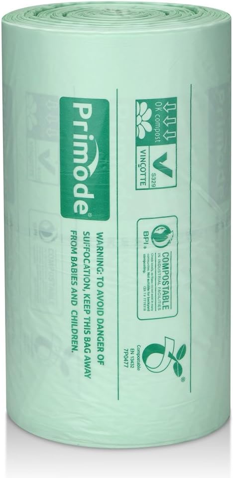 Compostable Bags, 2.6 Gallon Food Scraps Yard Waste Bags, 300 Count, Extra Thick 0.71 Mil. ASTM D6400 Compost Bags Small Kitchen Bag Certified by BPI and TÜV AUSTRIA