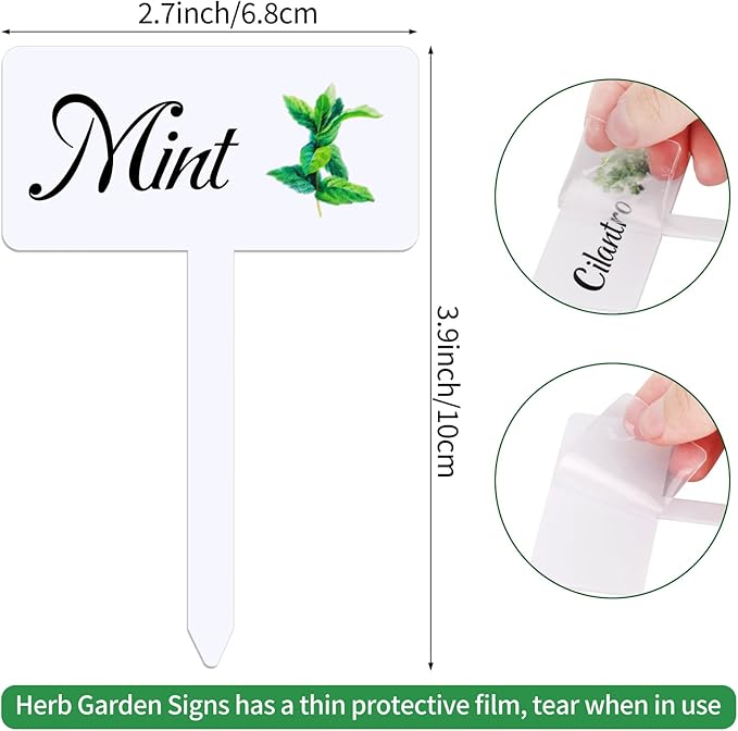 24 Pcs Acrylic Herb Garden Signs Plant Labels Waterproof Reusable Plant Tags with Names for Seedlings Nursery Outdoor Indoor Garden Permanet Labels Markers
