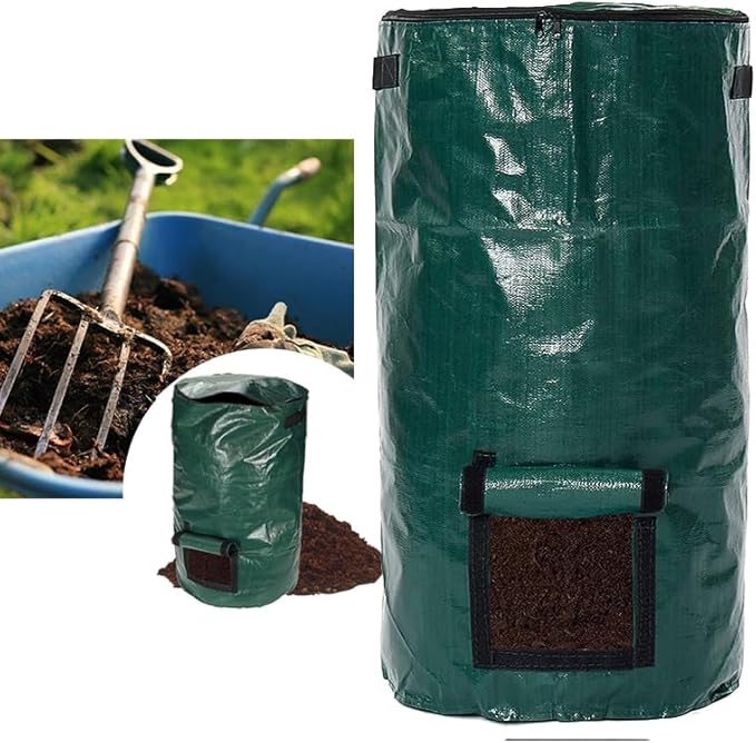 34 Gallon Compost Bin Bags-Outdoor Garden Compost Bin Bags Garden Yard Grow Bags (Green 1 Piece)
