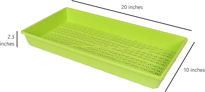 SUNPACK 10" x 20" Heavy Duty Mesh Plastic Seed Starting Tray, Lime Green, 2.3" (Pack of 30) - Ensures Water Drainage and Aeration, Perfect for Greenhouses or Indoor Gardening