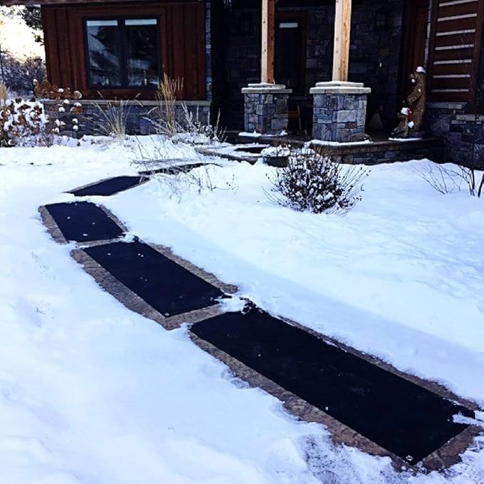 HeatTrak Heated Snow Melting Mat with Power Unit - Heated Outdoor Mats for Walkways - Electric Snow Melting Mats for Decks and Sidewalks - No-Slip Snow and Ice Melt Heated Sidewalk Mat (20” x 60")