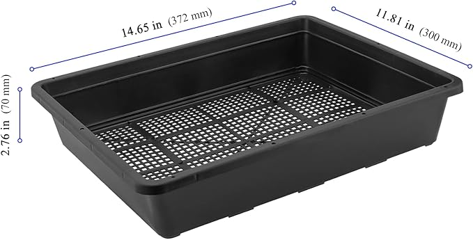 KEILEOHO 12 Pack Plastic Mesh Trays, Black Seed Sprouting Trays, Mesh Bottom Microgreens Growing Tray, Nursery Tray for Plant Seed Germination Propagation Growing, Wheat Grass Sprouting, 15 x 12 Inch