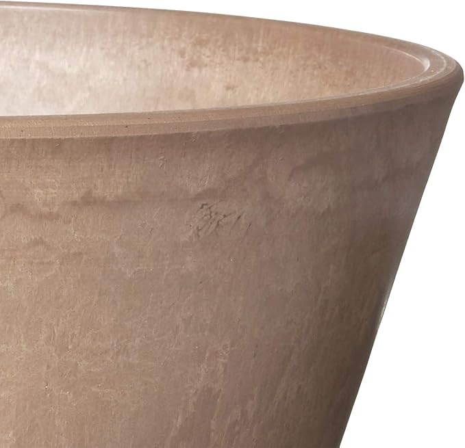 Arcadia Garden Products PSW Pot Collection TD25TP Plastic/Stone/Wood Composite Shallow Bulb Pan - No Drainage Hole (Drillable), Planter for Succulents, Bonsai, Fairy Gardens, Herbs, 10-inch, Taupe