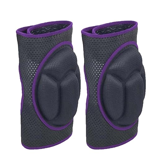 Work Knee Pads for Men Women, Garden Knee Pad for Weeding Cleaning Planting, Elastic Kneepads for Flooring Installation, Safety Kneeling Knee Pads for Painting Repairing Scrubbing Floors, Purple XL (1 pair)