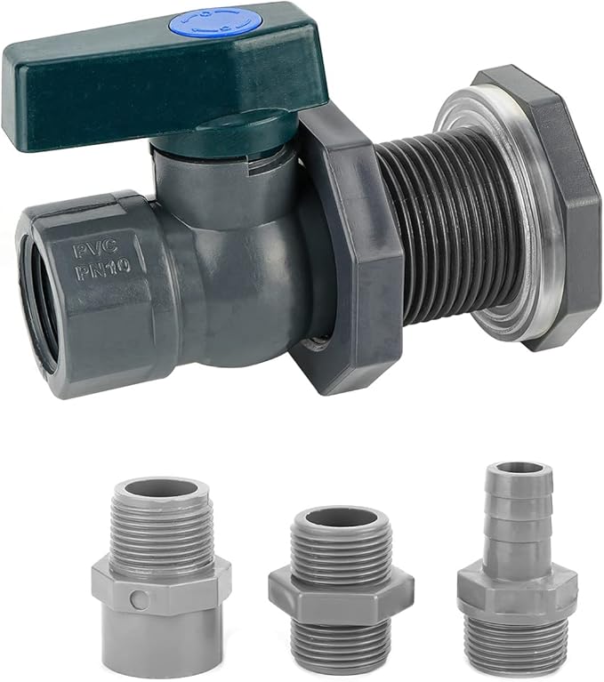 LUEXBOX 3/4 Inch PVC Rain Barrel Spigot Kit with 3 Pack Garden Hose Adapter, Water Diverter Kit for Barrels, Aquariums, Pools, Gardens