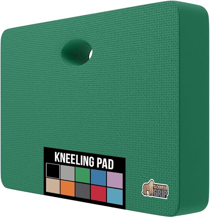 GORILLA GRIP Extra Thick Patent Pending Supportive Foam Kneeling Pad, Large Cushion Knee Pads for Gardening, Baby Bath Time, Dirt and Water Resistant, Workout and Garden Supplies, 17.5x11, Green