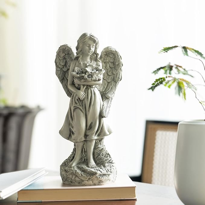 Angel Statue - Outdoor Angel Decor, Solar-Powered, Perfect for Patio, Lawn, Yard, Porch Decoration, Housewarming or Garden Gift