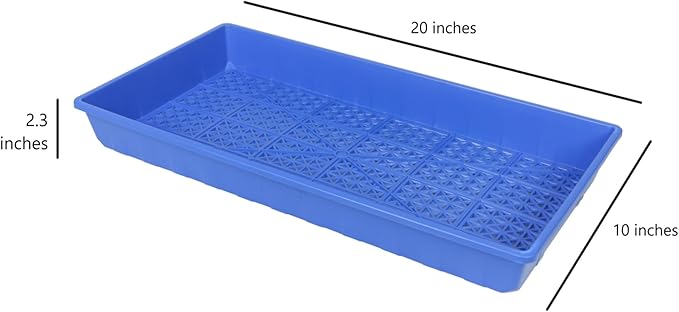 SUNPACK 10" x 20" Heavy Duty Mesh Plastic Seed Starting Tray, Blue, 2.3" - Ensures Water Drainage and Aeration, Perfect for Greenhouses or Indoor Gardening